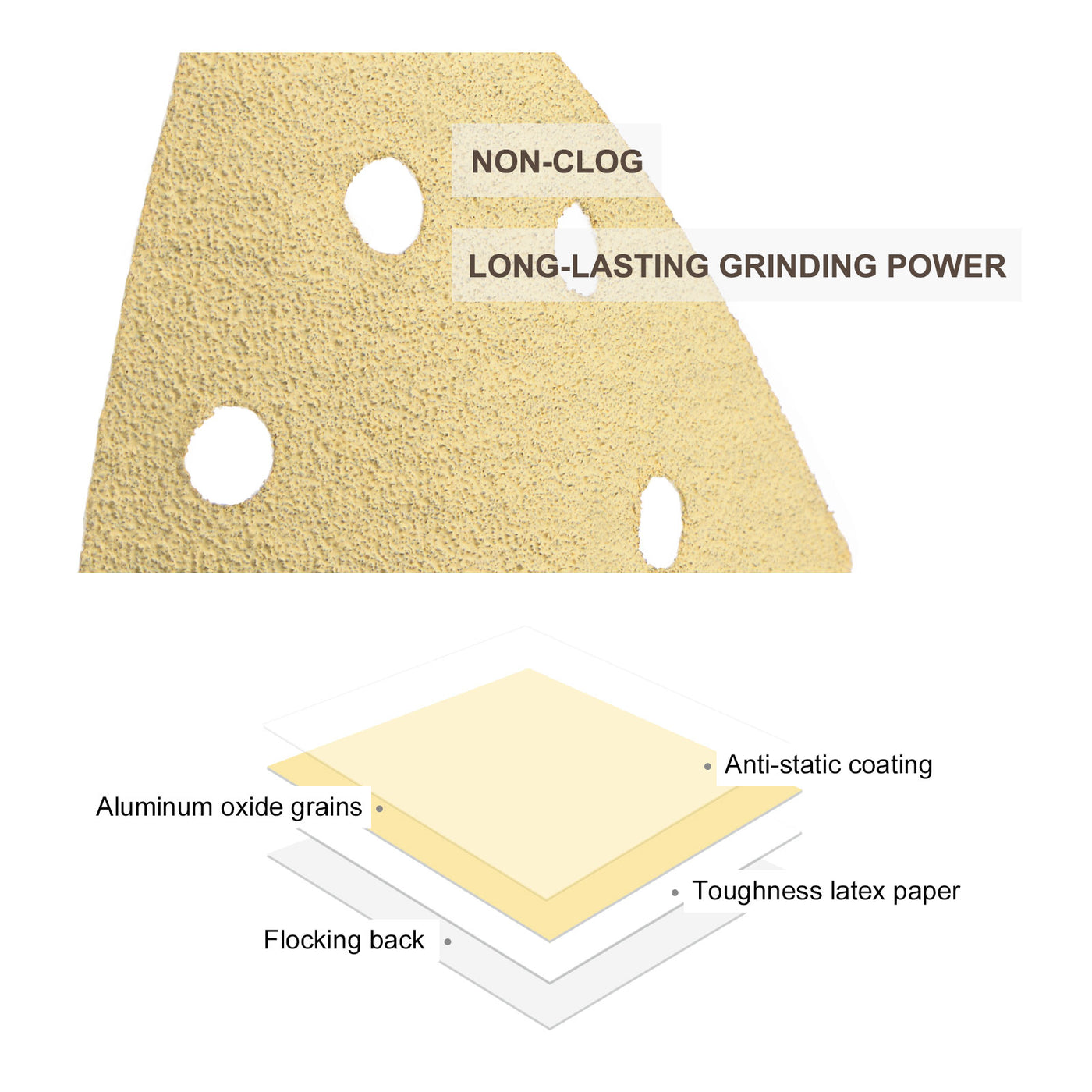Harfington Hole Hook Loop Backed Triangle Sandpaper