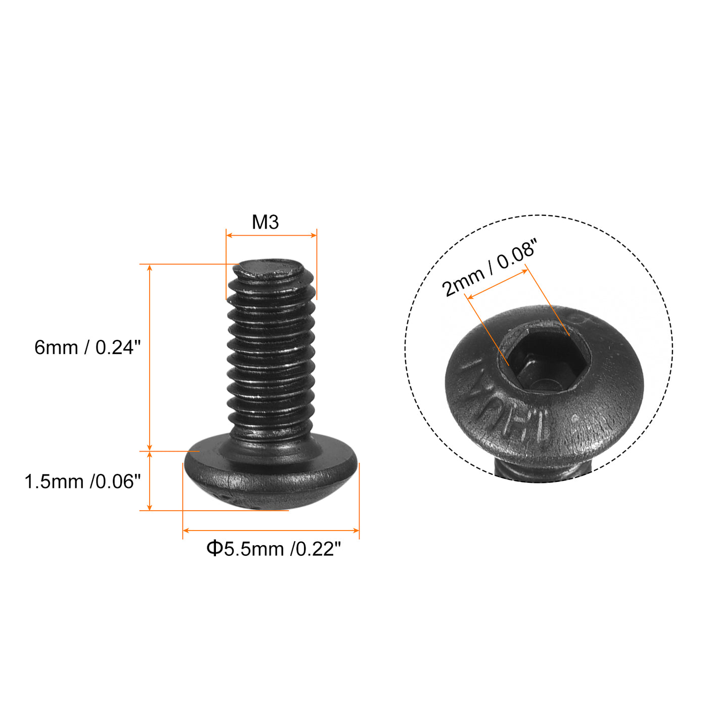 Harfington Hex Socket Button Cap Bolts, Alloy Steel Screws
