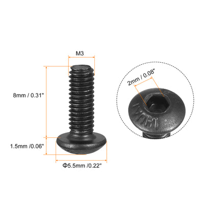 Harfington Hex Socket Button Head Cap Bolts, Alloy Steel Machine Screw