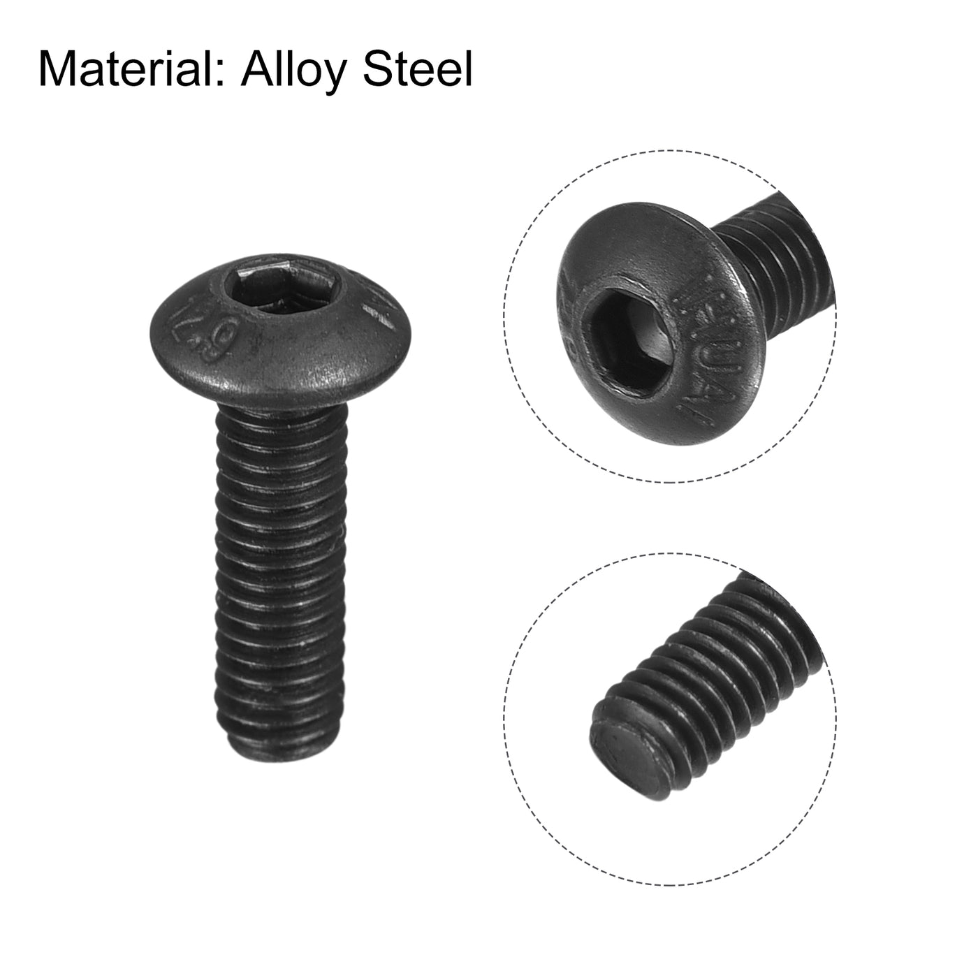 Harfington Hex Socket Button Head Cap Bolts, Alloy Steel Machine Screw