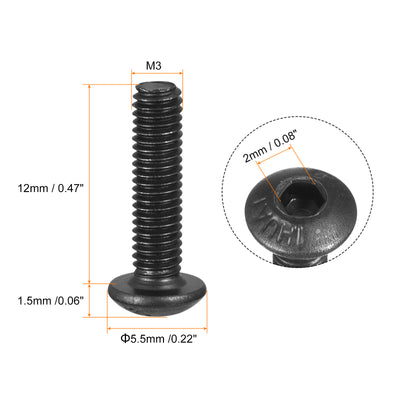 Harfington Hex Socket Button Cap Bolts, Alloy Steel Screws