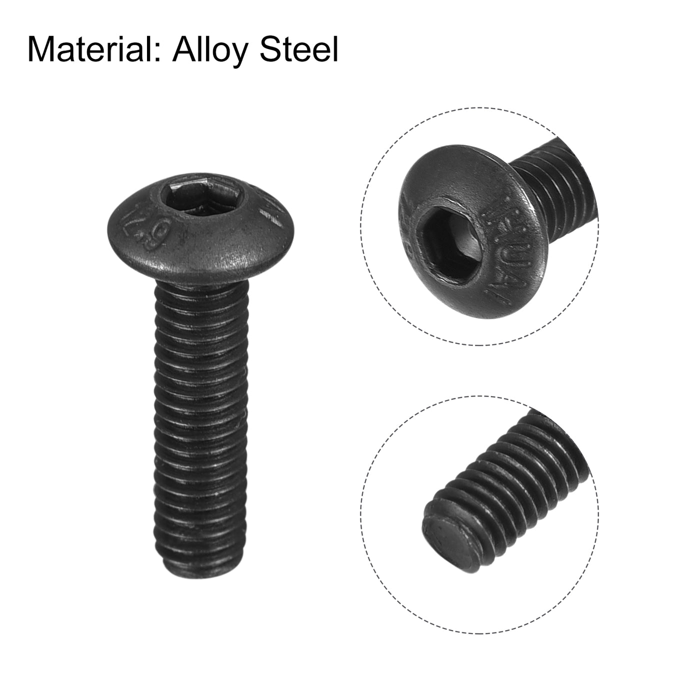 Harfington Hex Socket Button Head Cap Bolts, Alloy Steel Machine Screw