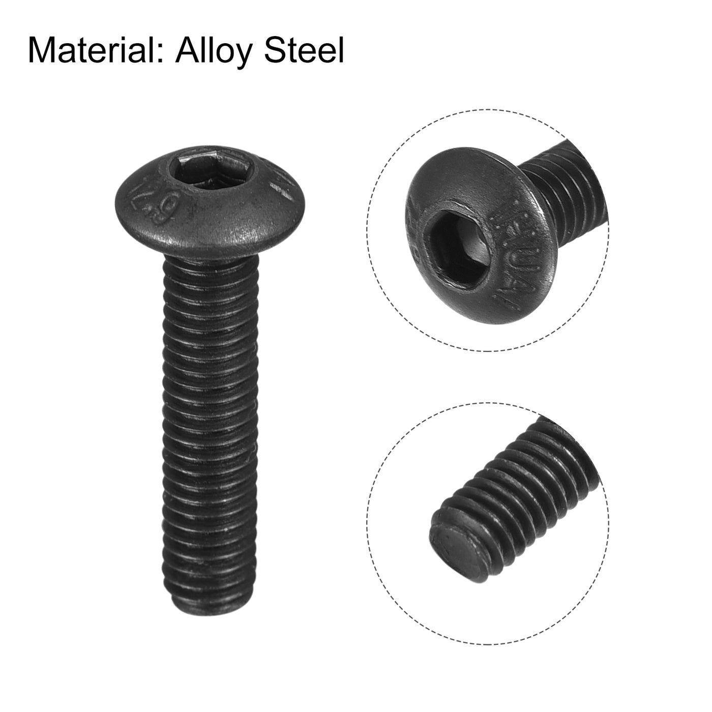 Harfington Hex Socket Button Cap Bolts, Alloy Steel Screws