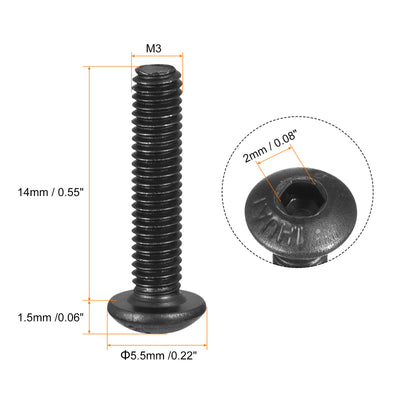 Harfington Hex Socket Button Head Cap Bolts, Alloy Steel Machine Screw