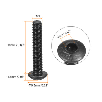 Harfington Hex Socket Button Head Cap Bolts, Alloy Steel Machine Screw
