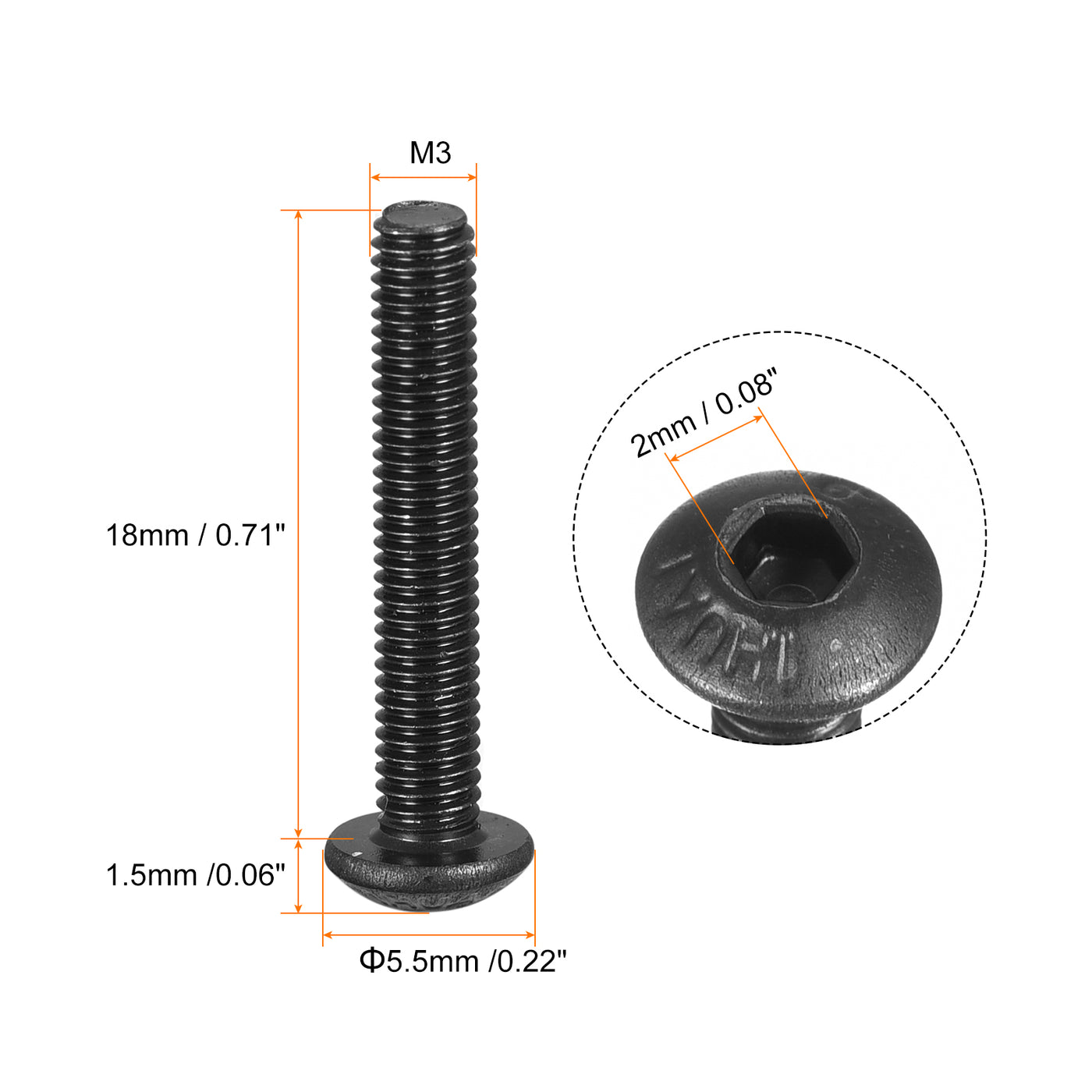 Harfington Hex Socket Button Cap Bolts, Alloy Steel Screws