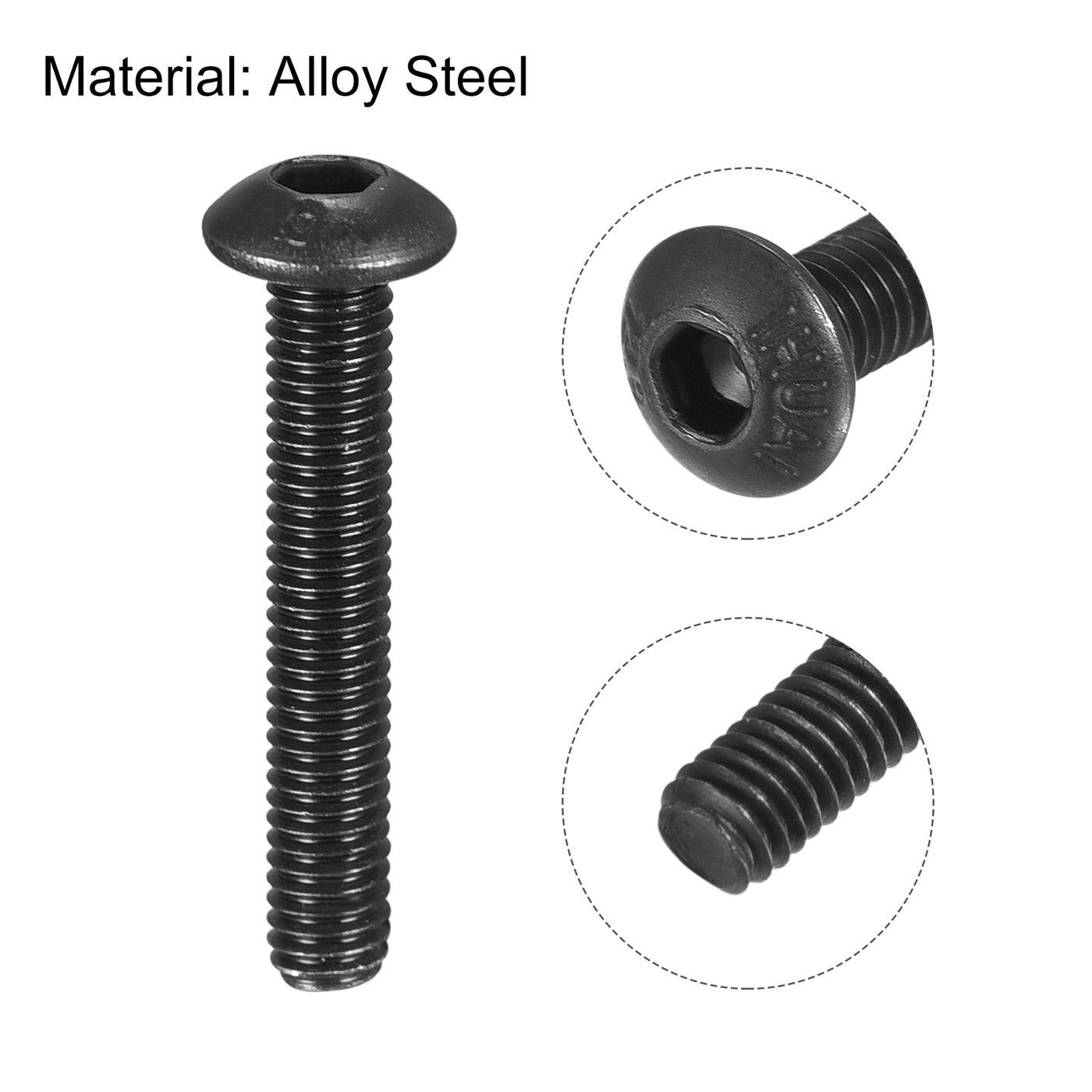 Harfington Hex Socket Button Cap Bolts, Alloy Steel Screws