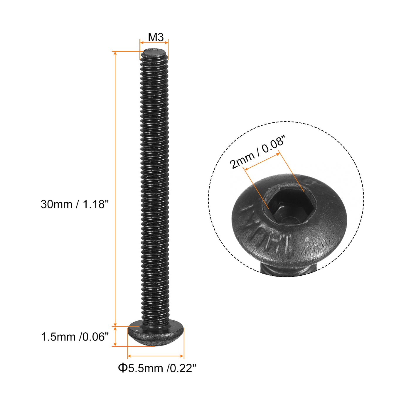 Harfington Hex Socket Button Head Cap Bolts, Alloy Steel Machine Screw