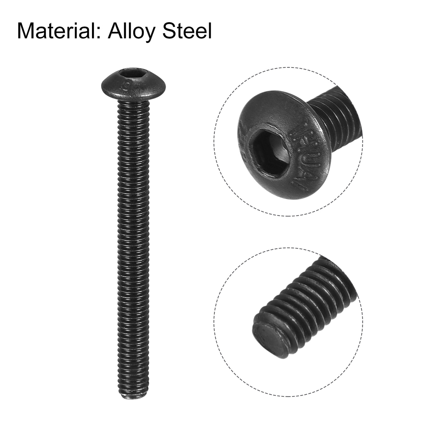 Harfington Hex Socket Button Head Cap Bolts, Alloy Steel Machine Screw