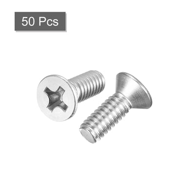 Harfington 1/4-20x3/4" Flat Head Machine Screws Phillips 304 Stainless Steel Bolts 50pcs