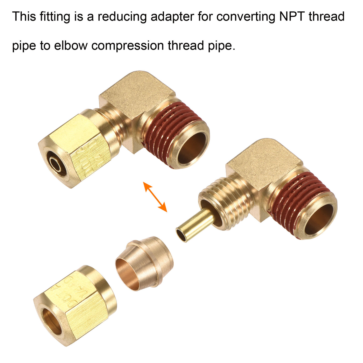 Harfington Brass Elbow Compression Tube Fitting Coupling Adapter