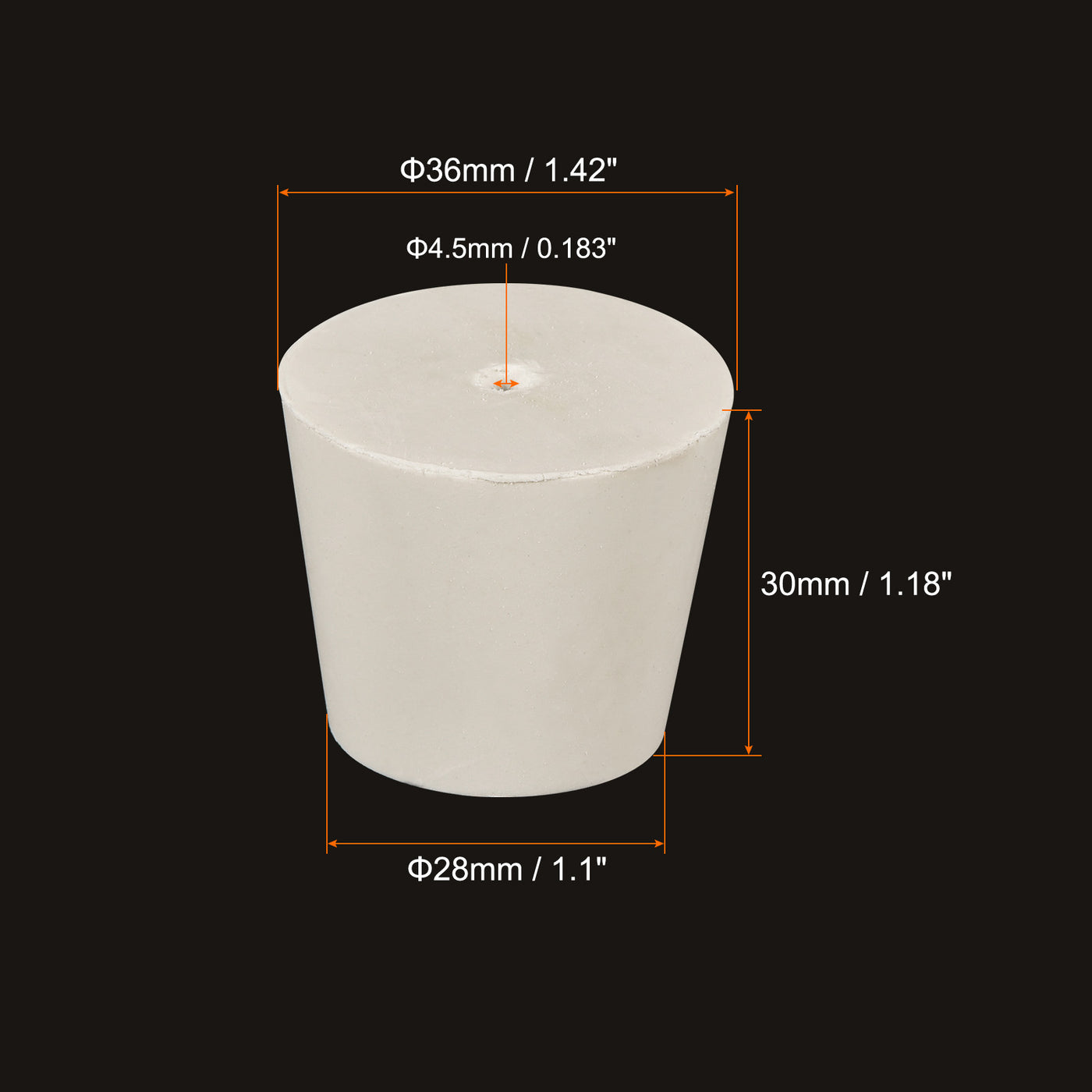 Harfington Rubber Tapered Plug with Hole White for Sandblasting, Laboratory Use