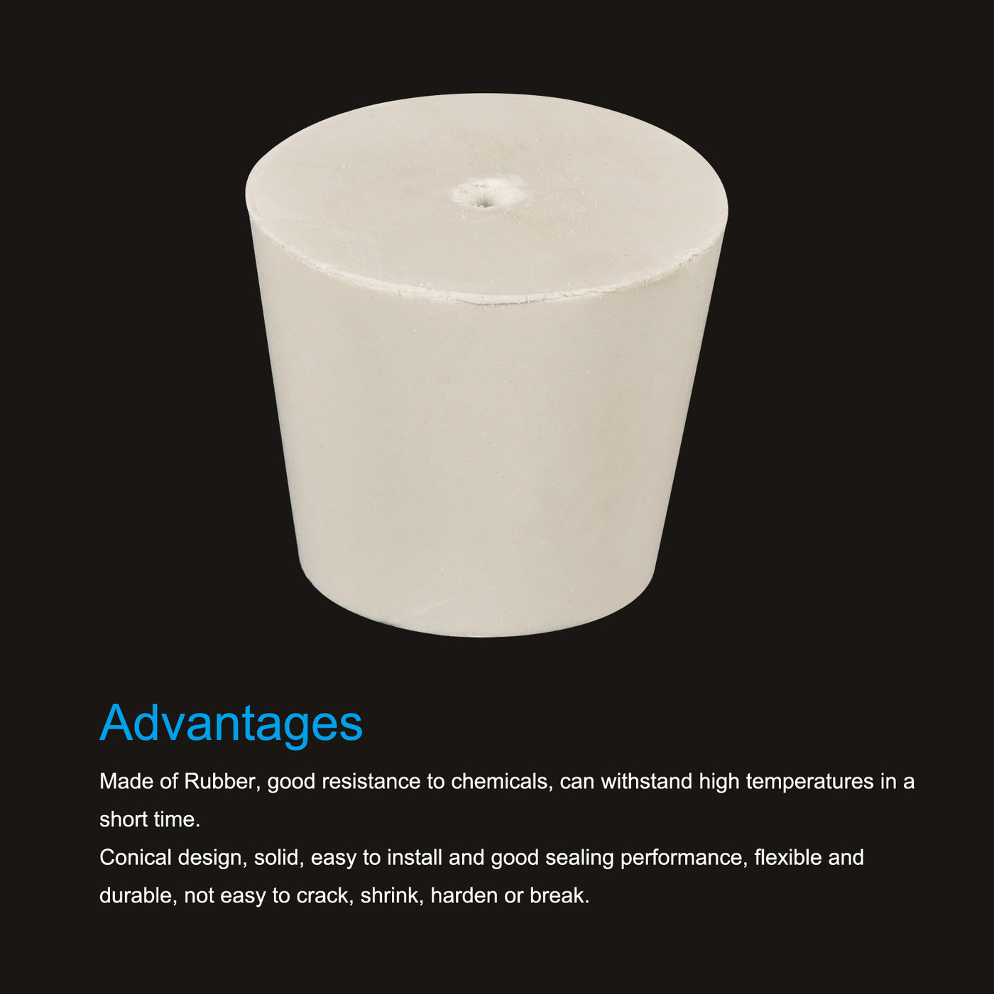 Harfington Rubber Tapered Plug with Hole White for Sandblasting, Laboratory Use