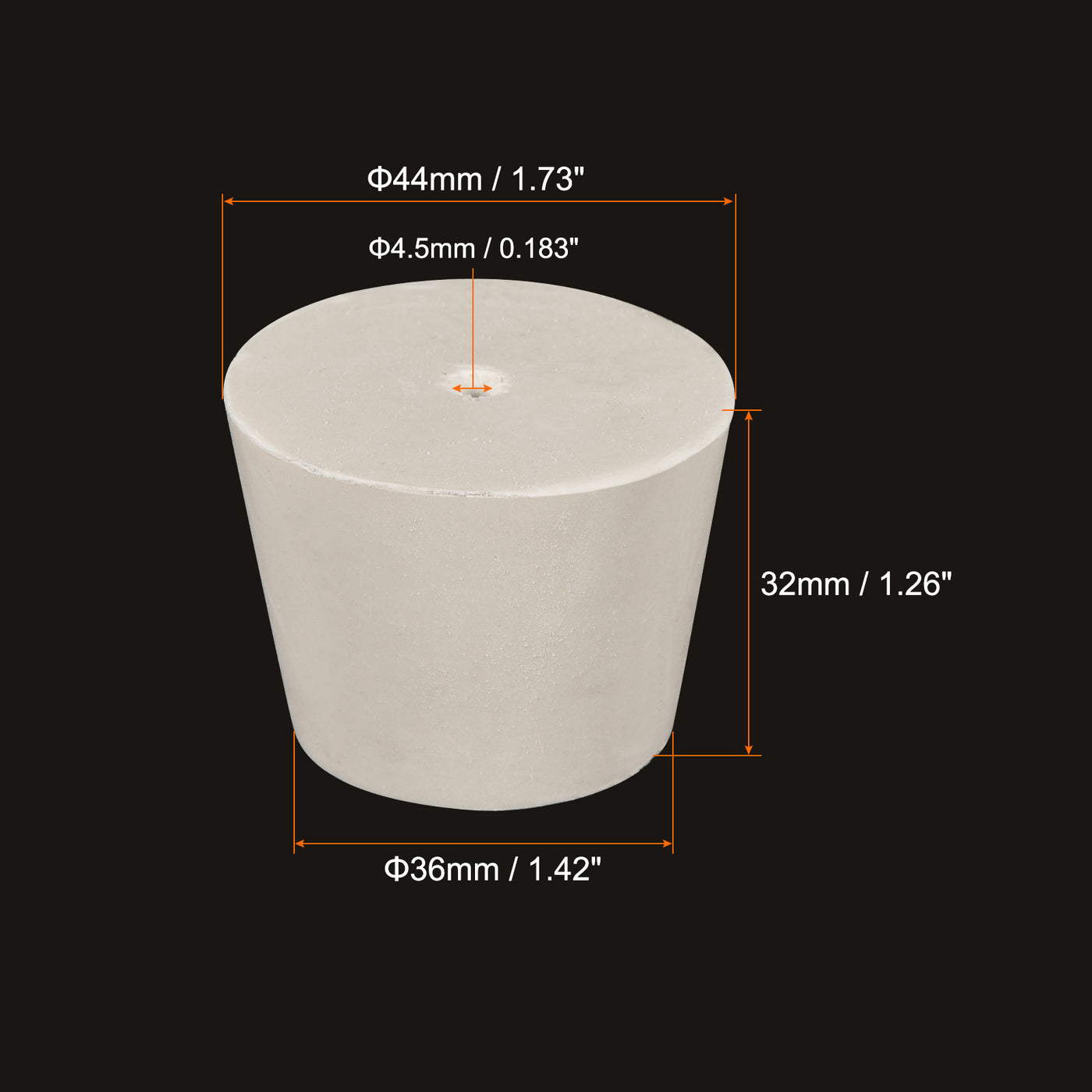 Harfington Rubber Tapered Plug with Hole White for Sandblasting, Laboratory Use