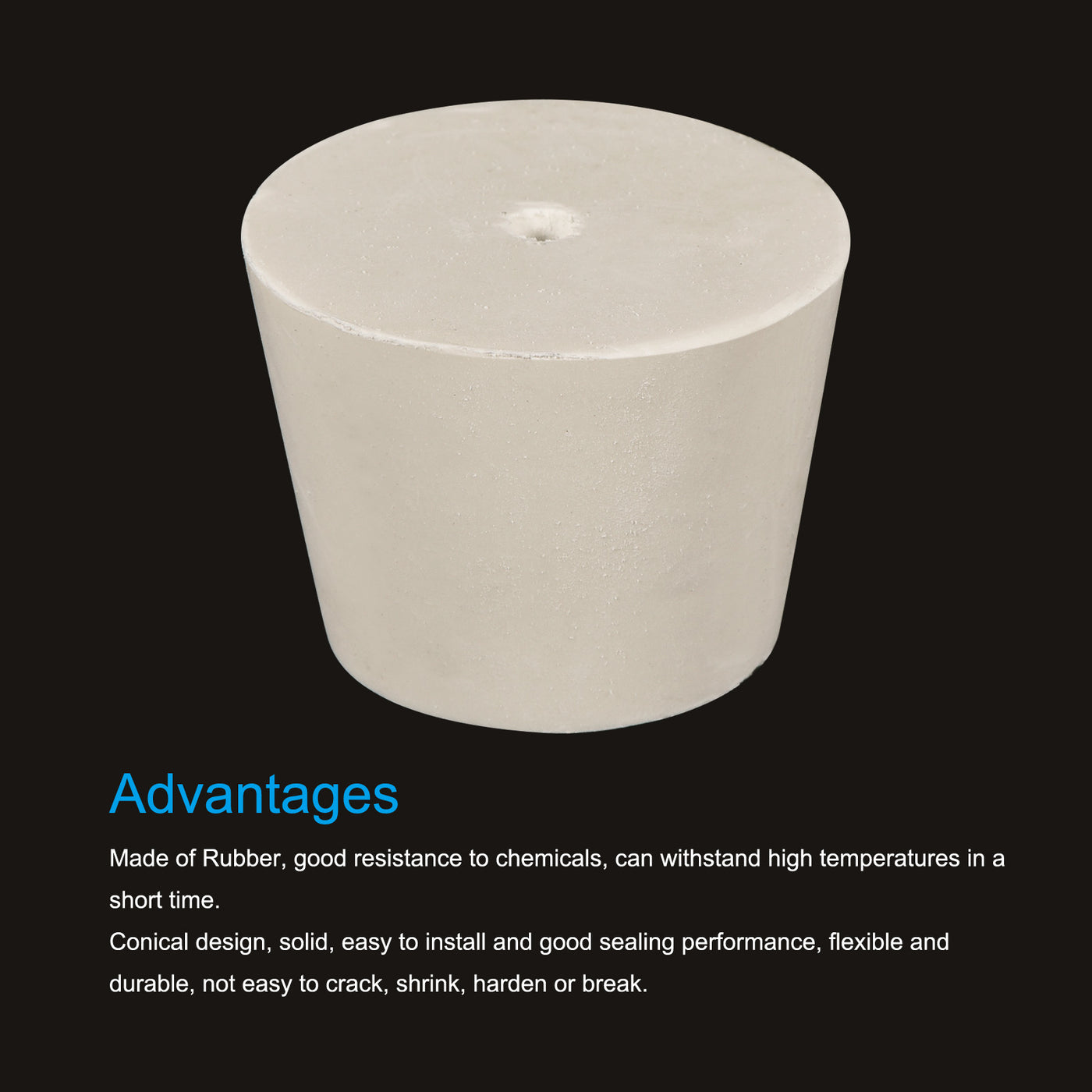 Harfington Rubber Tapered Plug with Hole White for Sandblasting, Laboratory Use