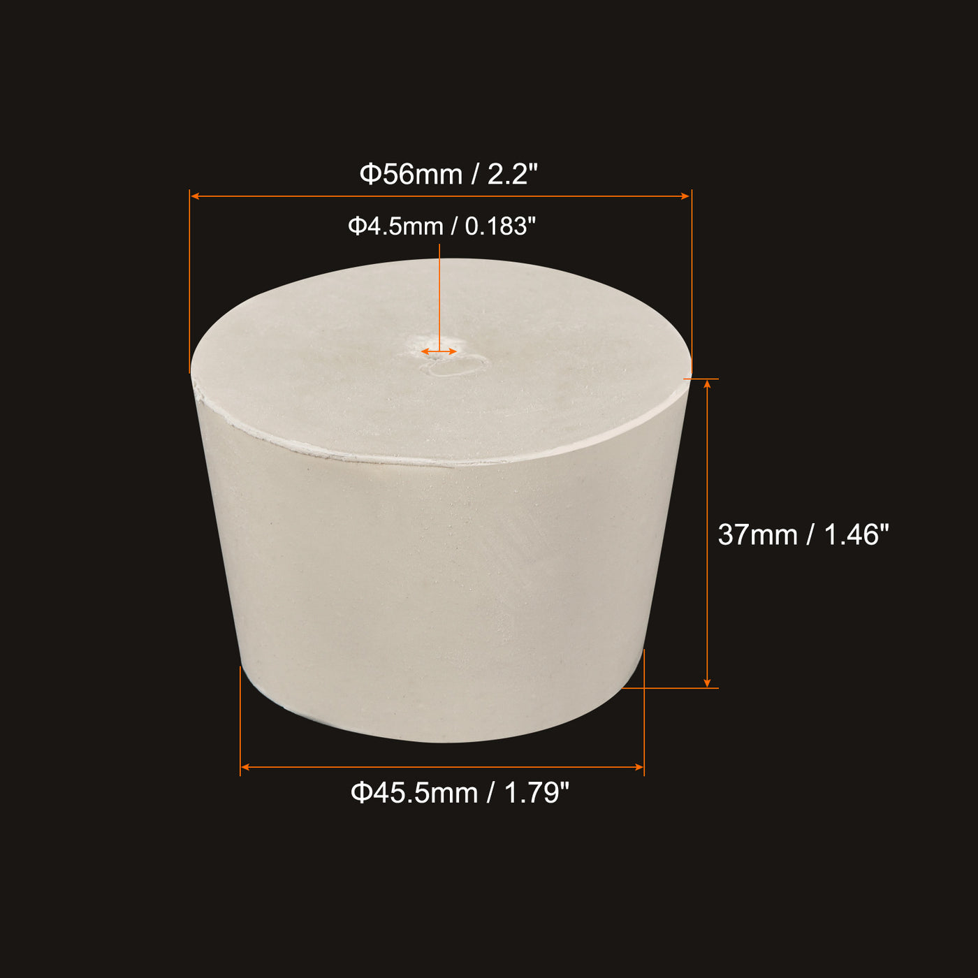 Harfington Rubber Tapered Plug with Hole White for Sandblasting, Laboratory Use