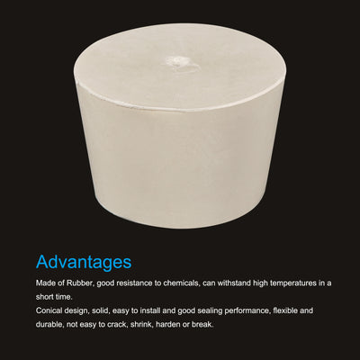 Harfington Rubber Tapered Plug with Hole White for Sandblasting, Laboratory Use