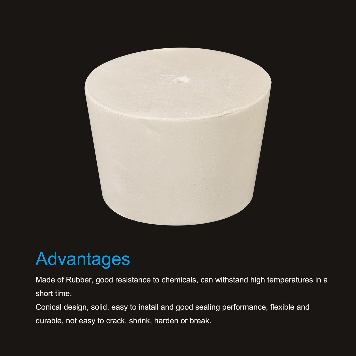 Harfington Rubber Tapered Plug with Hole White for Sandblasting, Laboratory Use