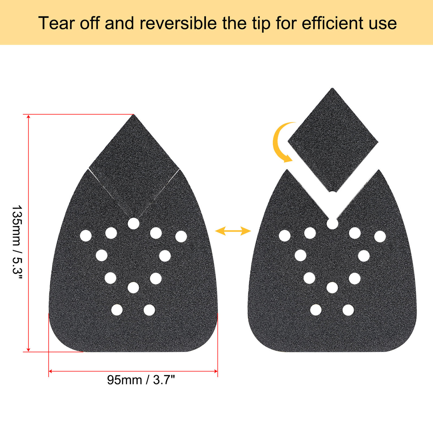 Harfington 12 holes 8 inch Hook Loop Reversible Tip Sandpapers