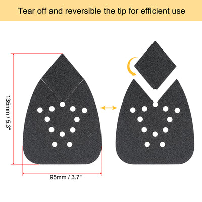 Harfington 12 holes 8 inch Hook Loop Reversible Tip Sandpapers