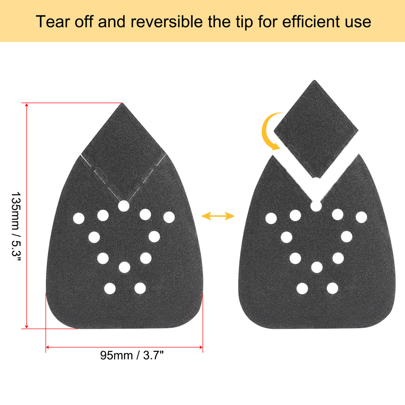 Harfington 12 holes 8 inch Hook Loop Reversible Tip Sandpapers