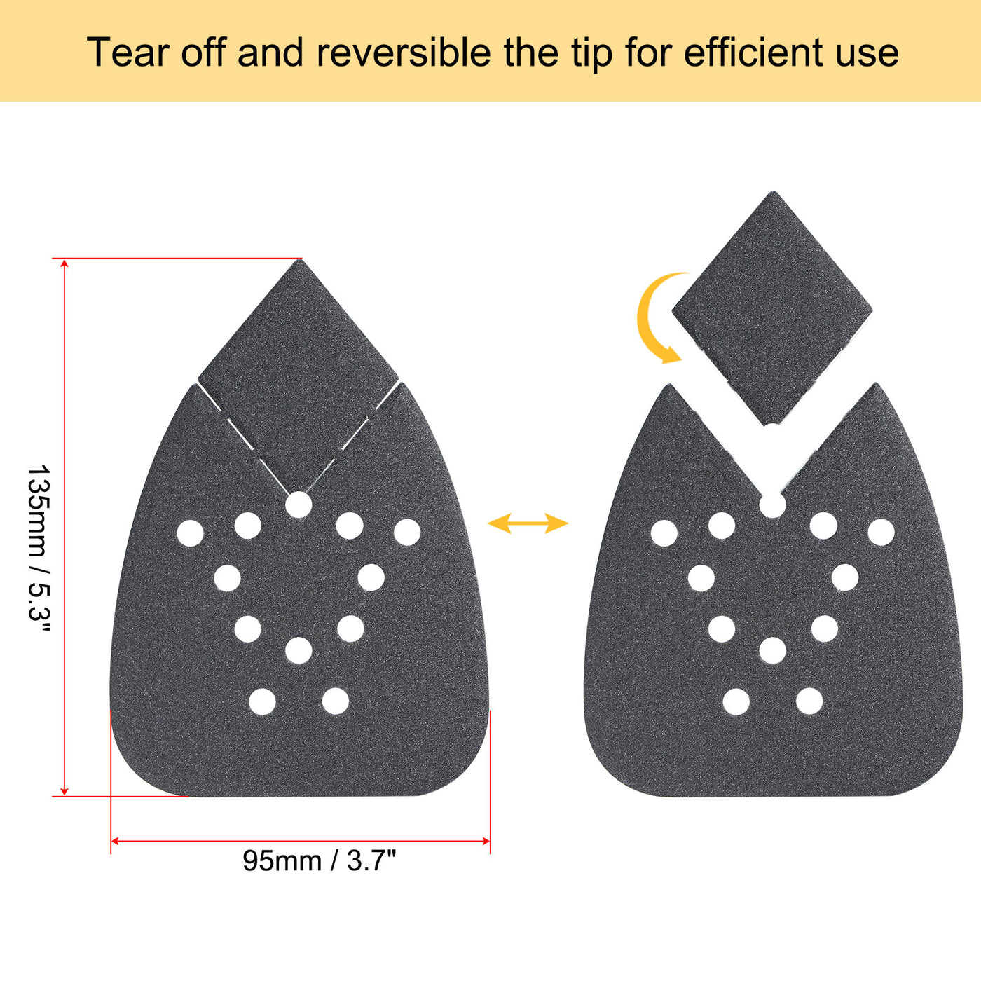 Harfington 12 holes 8 inch Hook Loop Reversible Tip Sandpapers