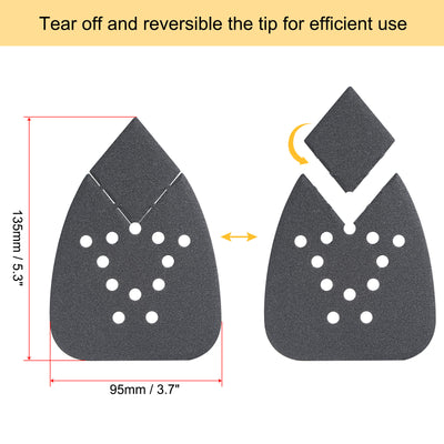 Harfington 12 holes 8 inch Hook Loop Reversible Tip Sandpapers