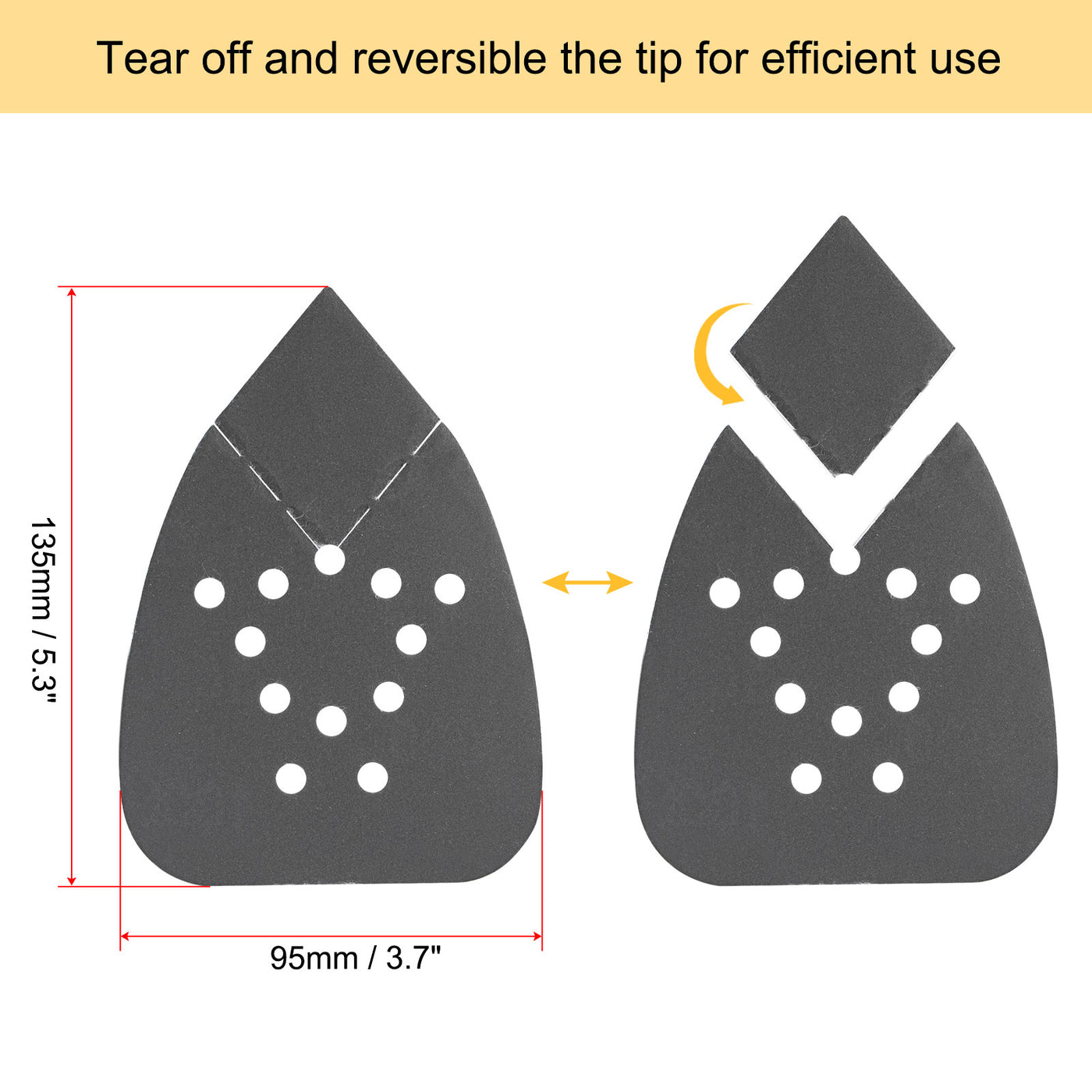 Harfington 12 holes 8 inch Hook Loop Reversible Tip Sandpapers
