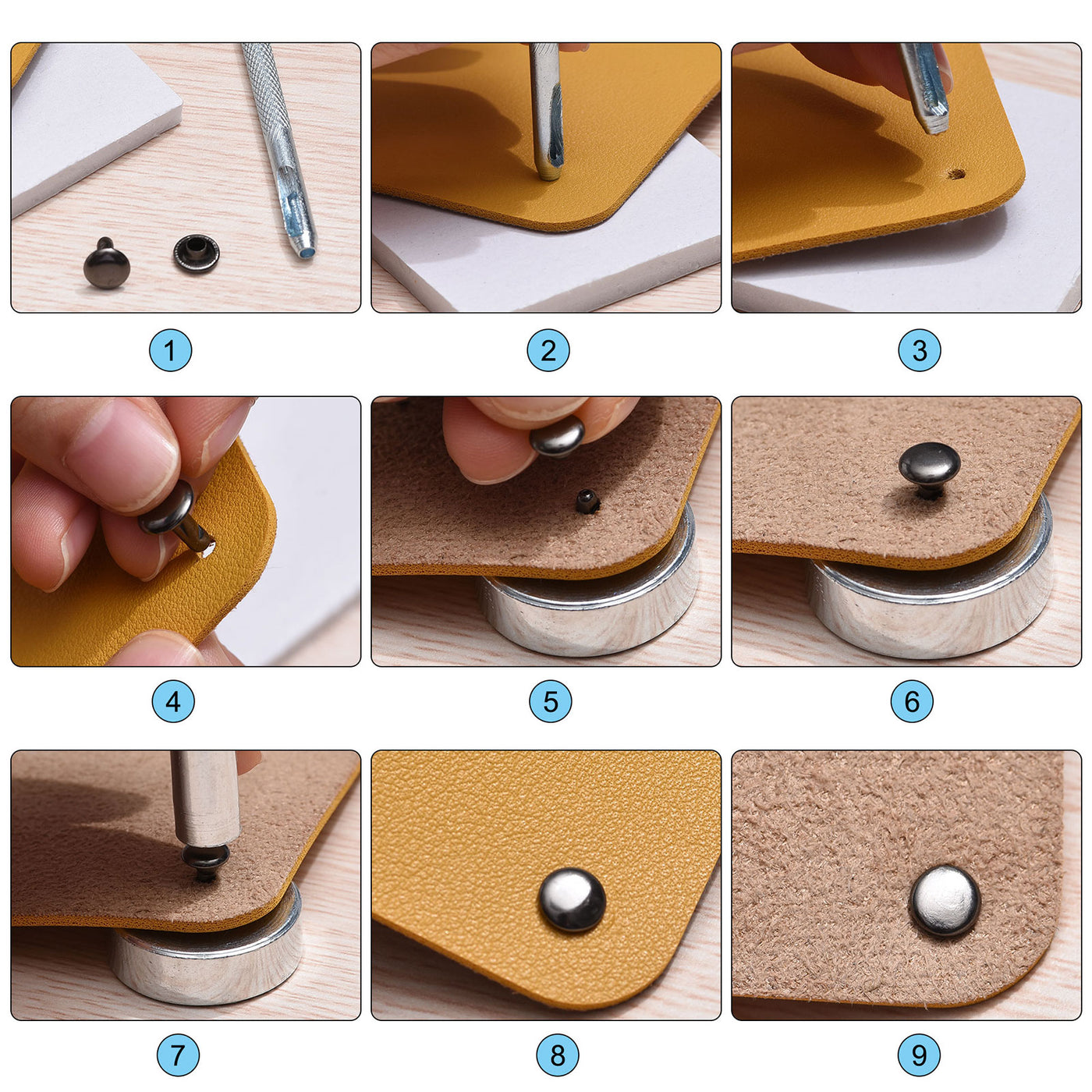 Harfington Leather Rivets Double Cap Brass Rivet Leather Studs