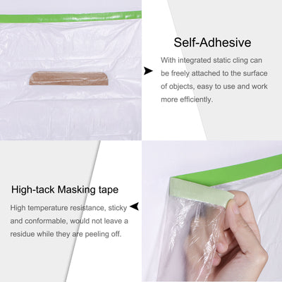 Harfington Pre-Taped Masking Film with High-Tack Painters Tape