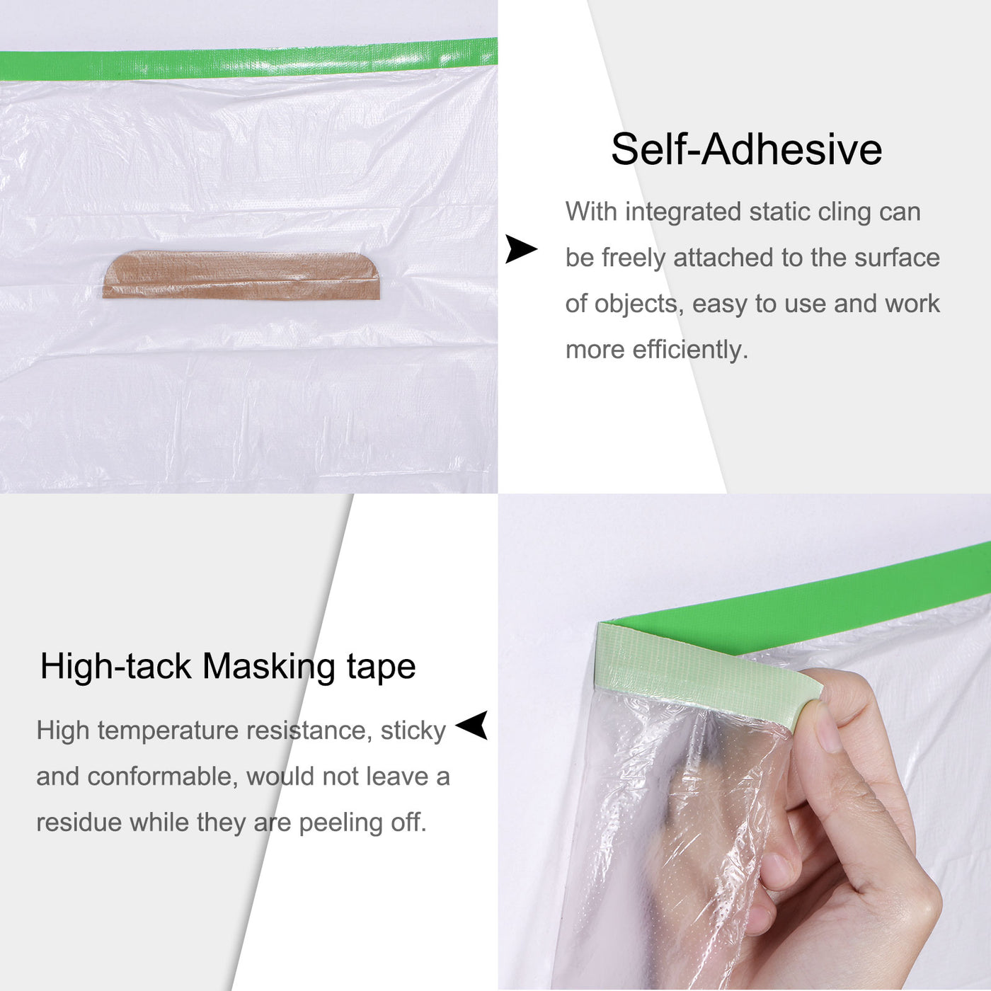 Harfington Pre-Taped Masking Film with High-Tack Painters Tape
