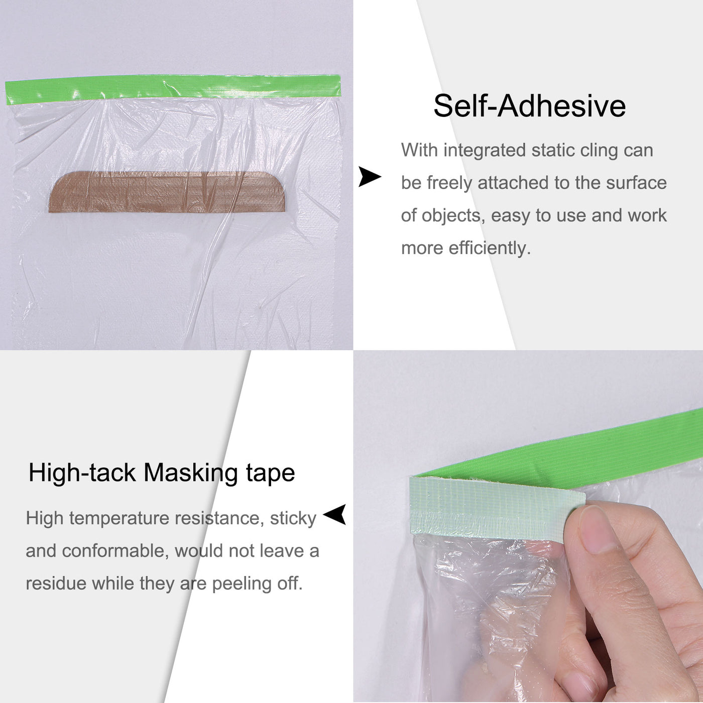 Harfington Pre-Taped Masking Film with High-Tack Painters Tape