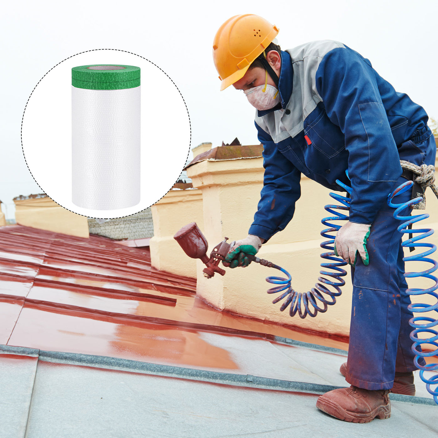 Harfington Pre-Taped Masking Film High-Tack Painters Tape