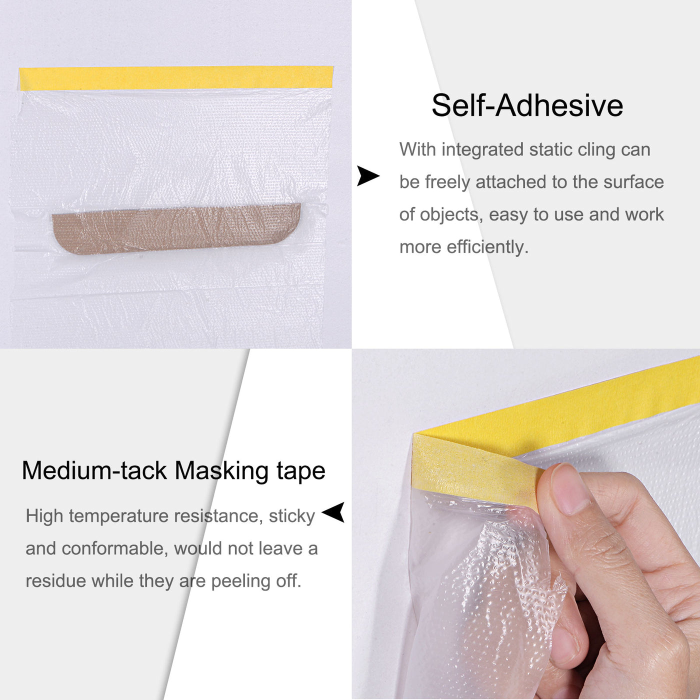 Harfington Pre-Taped Masking Film with Medium-Tack for Painters