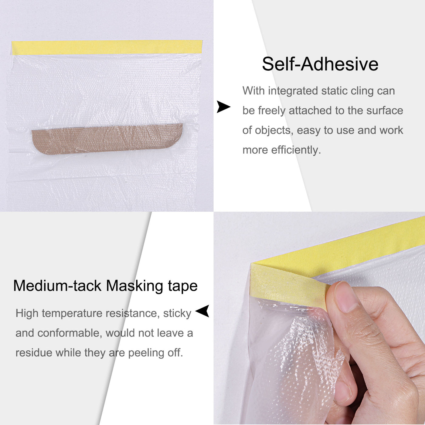 Harfington Pre-Taped Masking Film with Medium-Tack for Painters