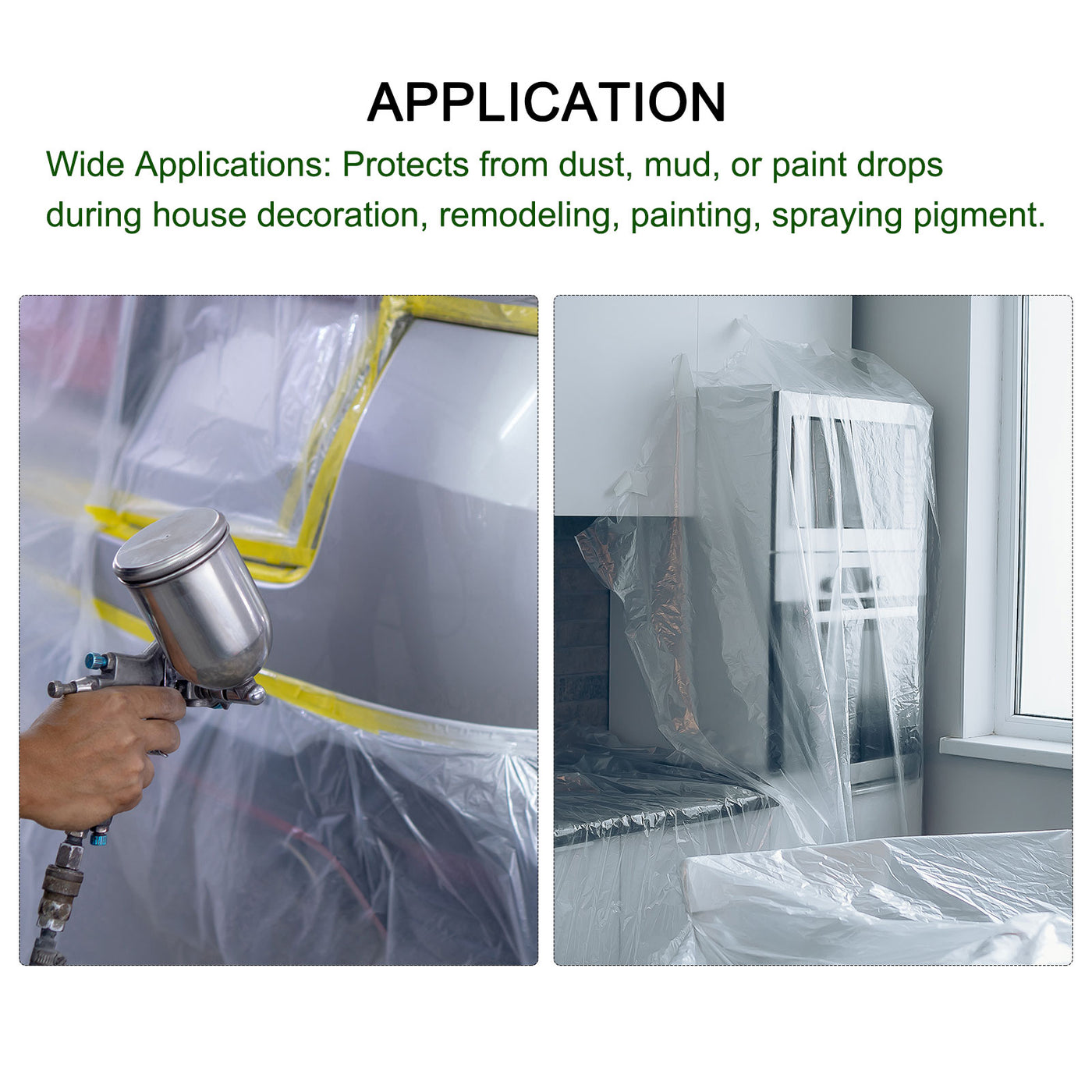 Harfington Pre-Taped Masking Film with Medium-Tack for Painters