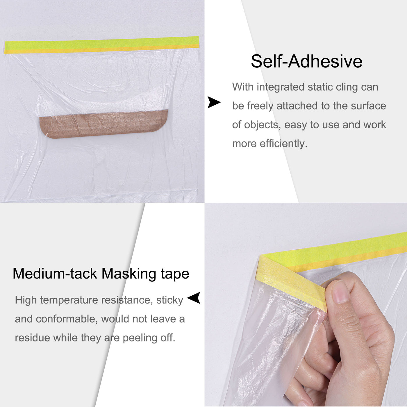 Harfington Pre-Taped Masking Film with Medium-Tack for Painters
