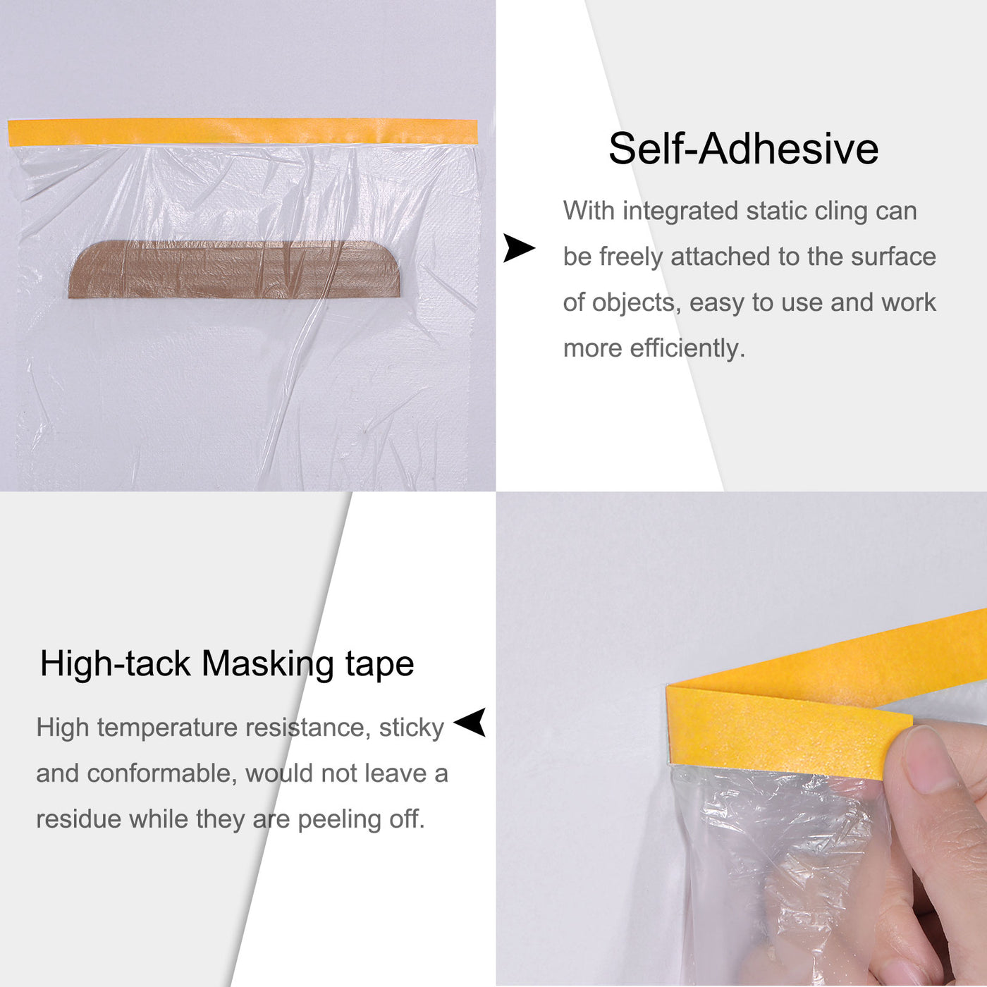 Harfington Pre-Taped Masking Film with High-Tack Painters Tapes