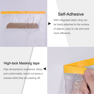 Harfington Pre-Taped Masking Film with High-Tack Painters Tapes
