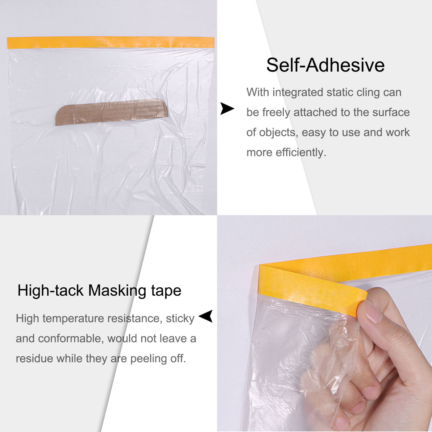 Harfington Pre-Taped Masking Film with High-Tack Painters Tapes