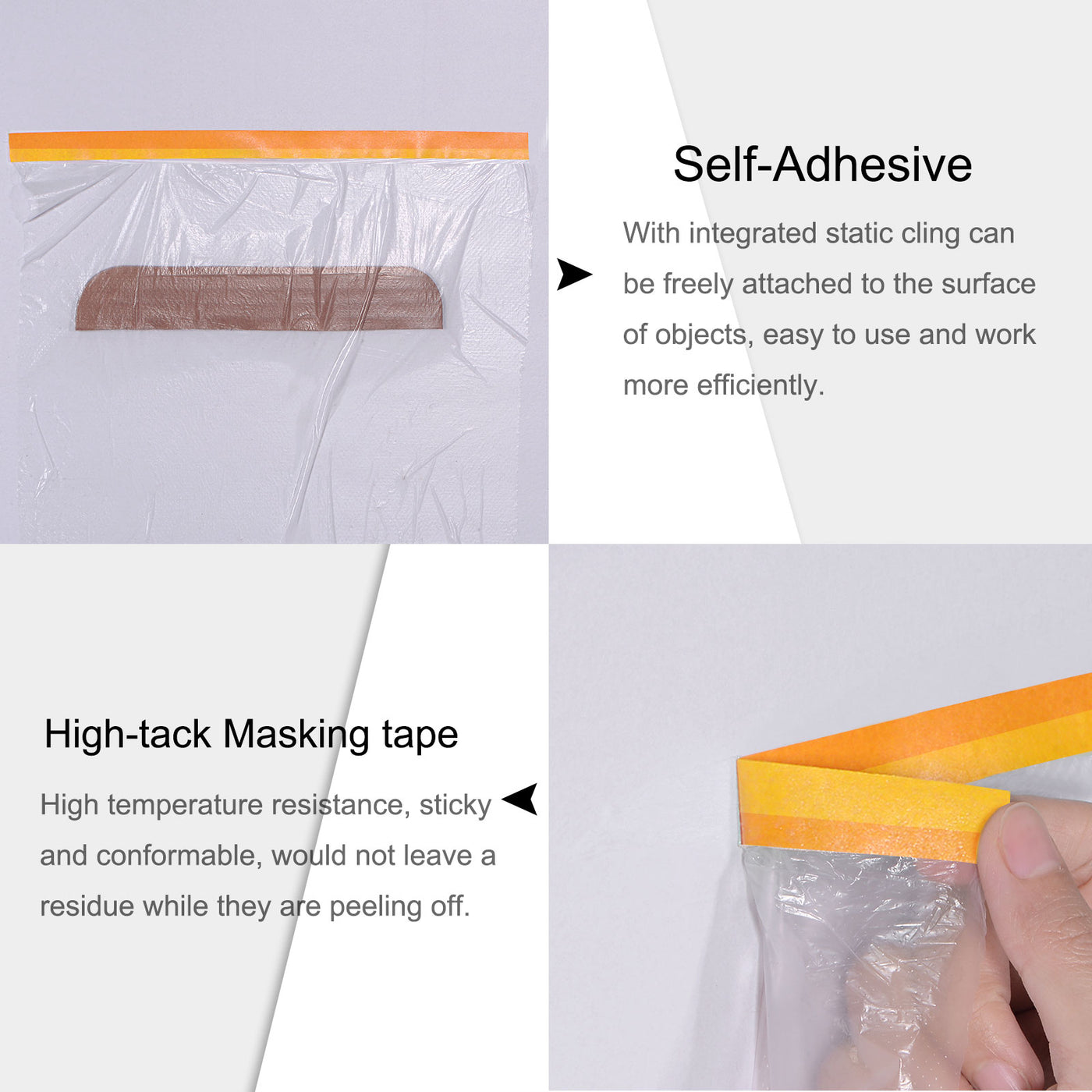 Harfington Pre-Taped Masking Film with High-Tack Painters Tapes