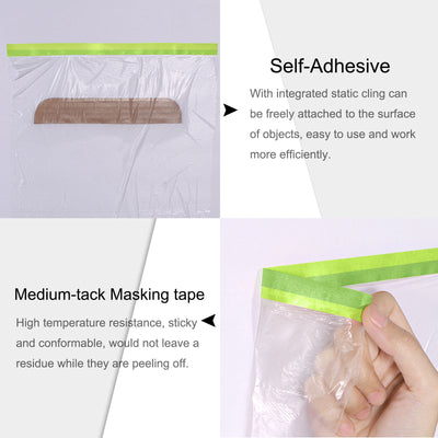 Harfington Pre-Taped Masking Film with Medium-Tack Painters Tape
