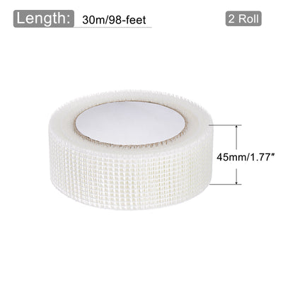 Harfington Drywall Joint Tape Self-Adhesive Fiberglass 1.8-inch x 98-feet, 2.8mm Mesh 2Pcs