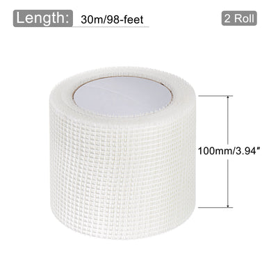 Harfington Drywall Joint Tape Self-Adhesive Fiberglass 3.9-inch x 98-feet, 2.8mm Mesh 2Pcs