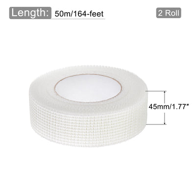 Harfington Drywall Joint Tape Self-Adhesive Fiberglass 1.8-inch x 164-feet, 2.8mm Mesh 2Pcs