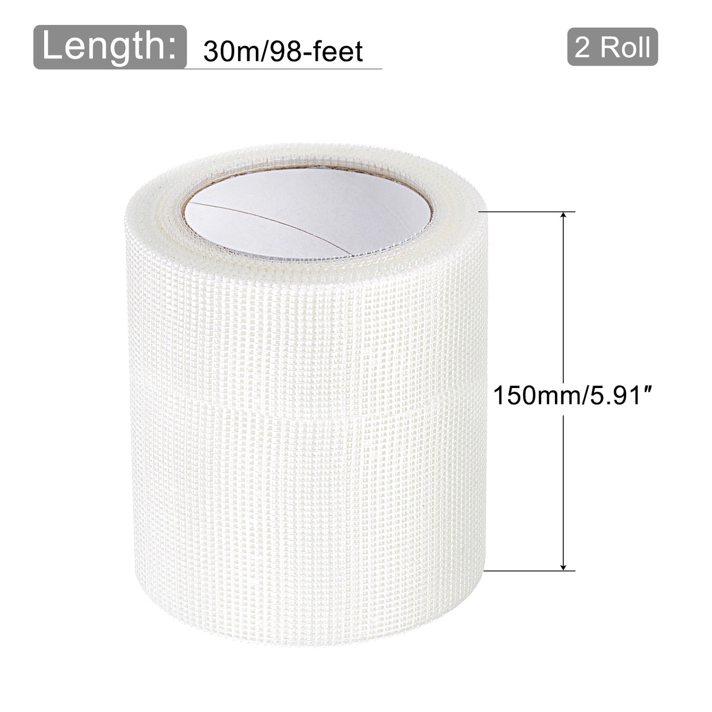 Harfington Drywall Joint Tape Self-Adhesive Fiberglass 5.9-inch x 98-feet, 2mm Mesh 2Pcs