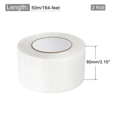 Harfington Drywall Joint Tape Self-Adhesive Fiberglass 3.2-inch x 164-feet, 2mm Mesh 2Pcs