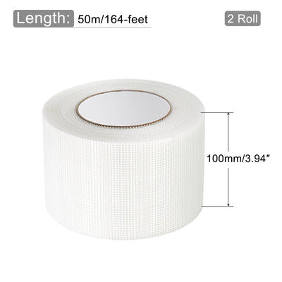 Harfington Drywall Joint Tape Self-Adhesive Fiberglass 3.9-inch x 164-feet, 2mm Mesh 2Pcs