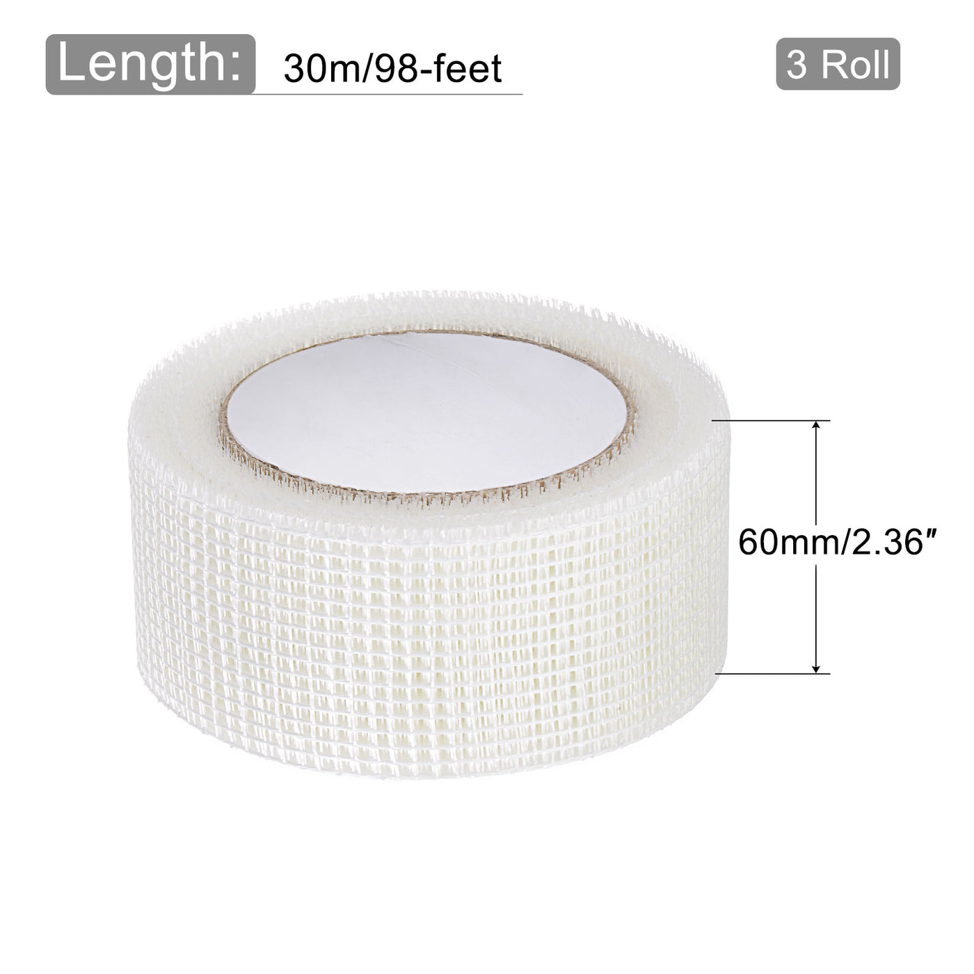 Harfington Drywall Joint Tape Self-Adhesive Fiberglass 2.4-inch x 98-feet, 2.8mm Mesh 3Pcs