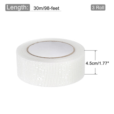 Harfington Drywall Joint Tape Self-Adhesive Fiberglass 1.8-inch x 98-feet, 2mm Mesh 3Pcs